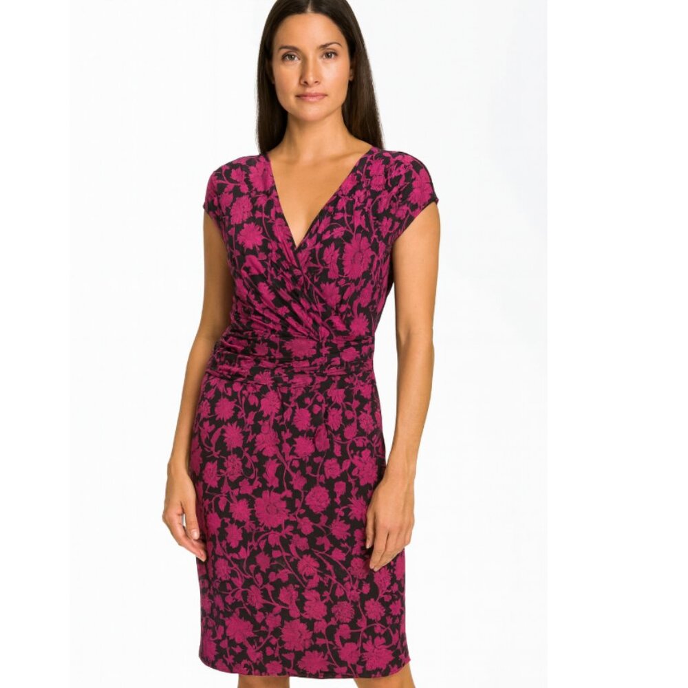 Tory Burch Silk Floral Ruched Waist Dress Size XS EUC